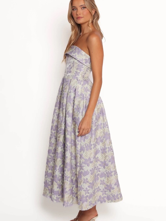 Petal & Pup Dresses & Skirts - Petal & Pup Lavender and Cream Strapless Floral Midi Dress